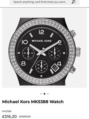 Michael Kors Black Crystal-Trim Link Bracelet Chronograph Watch